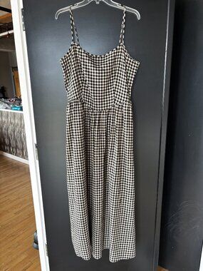 Gap Linen Gingham Midi Dress